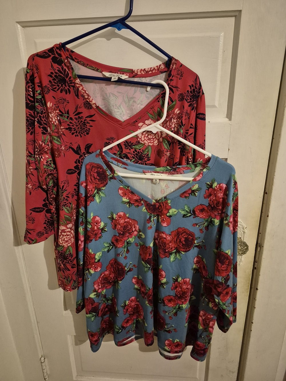 The Pioneer Woman Floral V-Neck Tunic Tops in Red & Blue